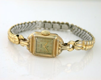 Elgin Ladies Watch 15 Jewels 10k rolled gold plate; V877116 - Special band!