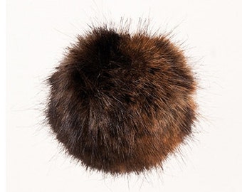 Pom Pom fake fur 10 cm diameter in colour furry brown for crazy bobble hats as keyring or for your mirror in the car pompom multipurpose