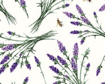 Floral Fabric / Flutter Fabric by Clothworks Y2129-2 / Lavender on Cream on Gray Fabric / Fat Quarters and By The Yard