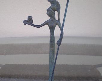 For Sale Goddess Athena With Spear&Owl Protector Of Athens Bronze Figure-Female Protector