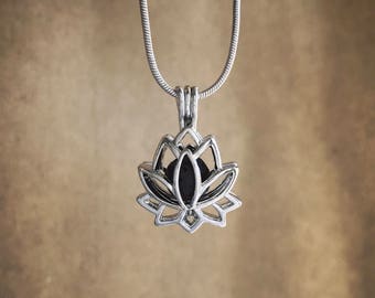 Silver Diffuser Locket | Essential Oil Diffuser | Lotus Diffuser Necklace | Oil Diffuser Jewelry | Lotus Locket | Oil Diffuser Locket | Oils