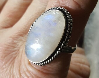 Rainbow Moonstone Ring - Size 9.25
