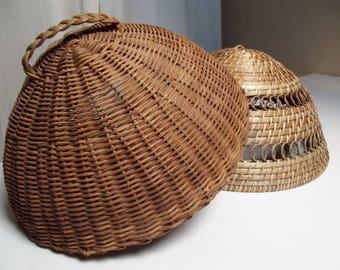Two cake covers, large basket food protectors, round food covers quality cake covers, food tents, farmhouse cake tents, rustic kitchen decor