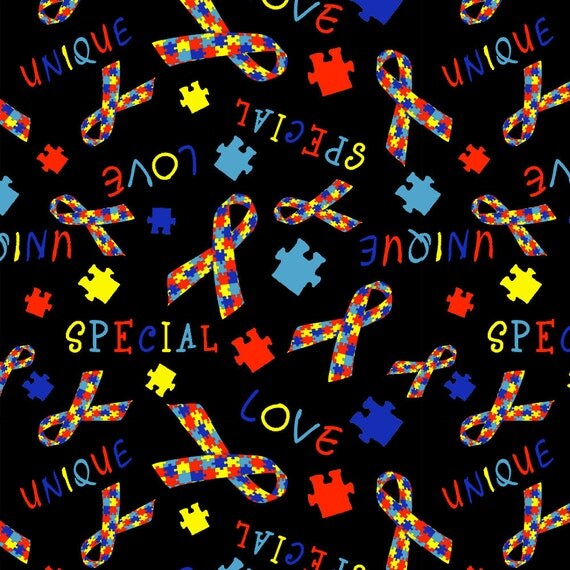 Autism Awareness Knit Fabric Autism Fabric Ribbon Autism