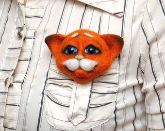 Gift for friend Cat lover gift Felt Cat pin Felt Cat brooch Pocket pin Unique Felted Toy Cat toy felt animals Felted Animals Toy felt toys