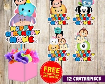 12 Tsum Tsum centerpieces,Tsum Tsum printable centerpieces,Tsum Tsum party supplies,Tsum Tsum birthday, Favors, decorations
