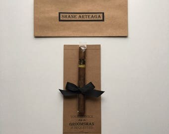 Groomsmen personalized cigar card proposal