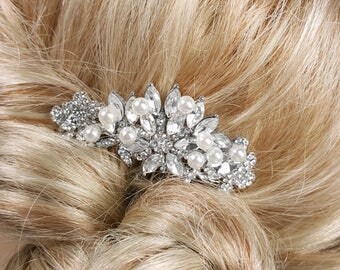 Crystal Hair Comb, Pearl Bridal Hair Comb, Vintage Hair Pin, Wedding Hair Accessories, Crystal Rhinestone Vintage Style Bridal Hair Comb