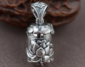 Snuff necklace, Stash necklace, wish box, pill, locket, lotus flower bottle, perfume bottle, fillable bottle, ashes, prayer box (P63)