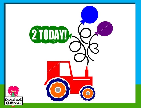 Download Happy 2nd Birthday Boy Tractor SVG / DXF Cutting by ...