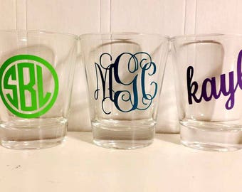 Custom Monogram Shot Glass 21st Birthday Gift