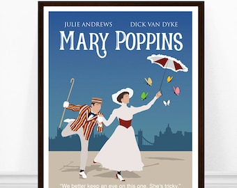 Mary Poppins Poster, Minimalist Poster, 1960s movie poster, Poster Art, Minimalist Art