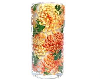 Gift for Her Hand Painted Vase Autumn Home Decoration Women Gift Table Decor Birthday Gift for mom Autumn Flowers Yellow Orange Kitchen Vase
