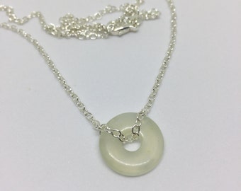 Jade donut necklace, jade necklace, gift for her, gemstone necklace, green necklace, bohemian necklace, boho style, healing stones