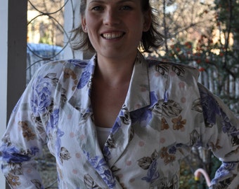 Vintage 1980s Oops California Floral Front Button Jacket