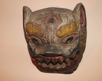 Antique Thailand Wooden Dragon Mask