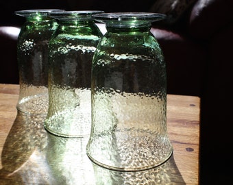 Set of 3 Olive Green Pebbled Glass Tumblers