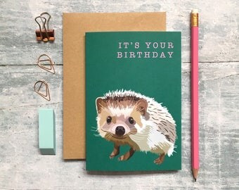 Hedgehog Birthday Card - Hedgehog Card - Birthday Card - Animal Card - Woodland Animal - Hedgehog Greeting Card - Hedgehog