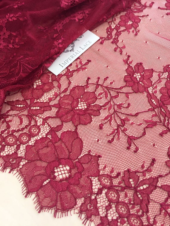 Burgundy lace fabric Embroidered lace French Lace Wedding