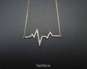 diamond heartbeat necklace