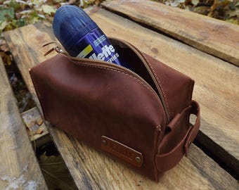 Man Dopp Kit Leather/Mens Toiletry Bag/Personalized GIFT Man/Brother Gift/Father Gift/Men Gift Boyfriend/Gift Husband/Brother Gift for Dad