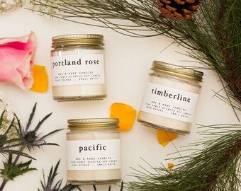Northwest Soy Candle Gift Set - Three Soy Candle Gift Set - Oregon Washington Portland Pacific - Custom Bridesmaid Shower Gift - Custom Gift