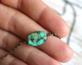 Natural Turquoise Necklace Turquoise Jewelry Gemstone Jewelry Gifts for Her Dainty Necklace Turquoise Crystal Necklace Bohemian
