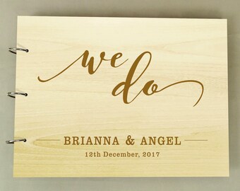 Wood Engraved Wedding Guest book, Rustic Guestbook, Sign In Book, Custom Wedding Guestbook, Personalized Scrapbook, Bridal Shower Gift PGB67