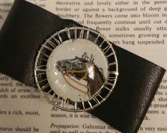 Black Leather Cuff, Leather Cuff Bracelet, Leather Wristband, Upcycled Jewelry, Unique Cuff, Western Bracelet, Horse Bracelet