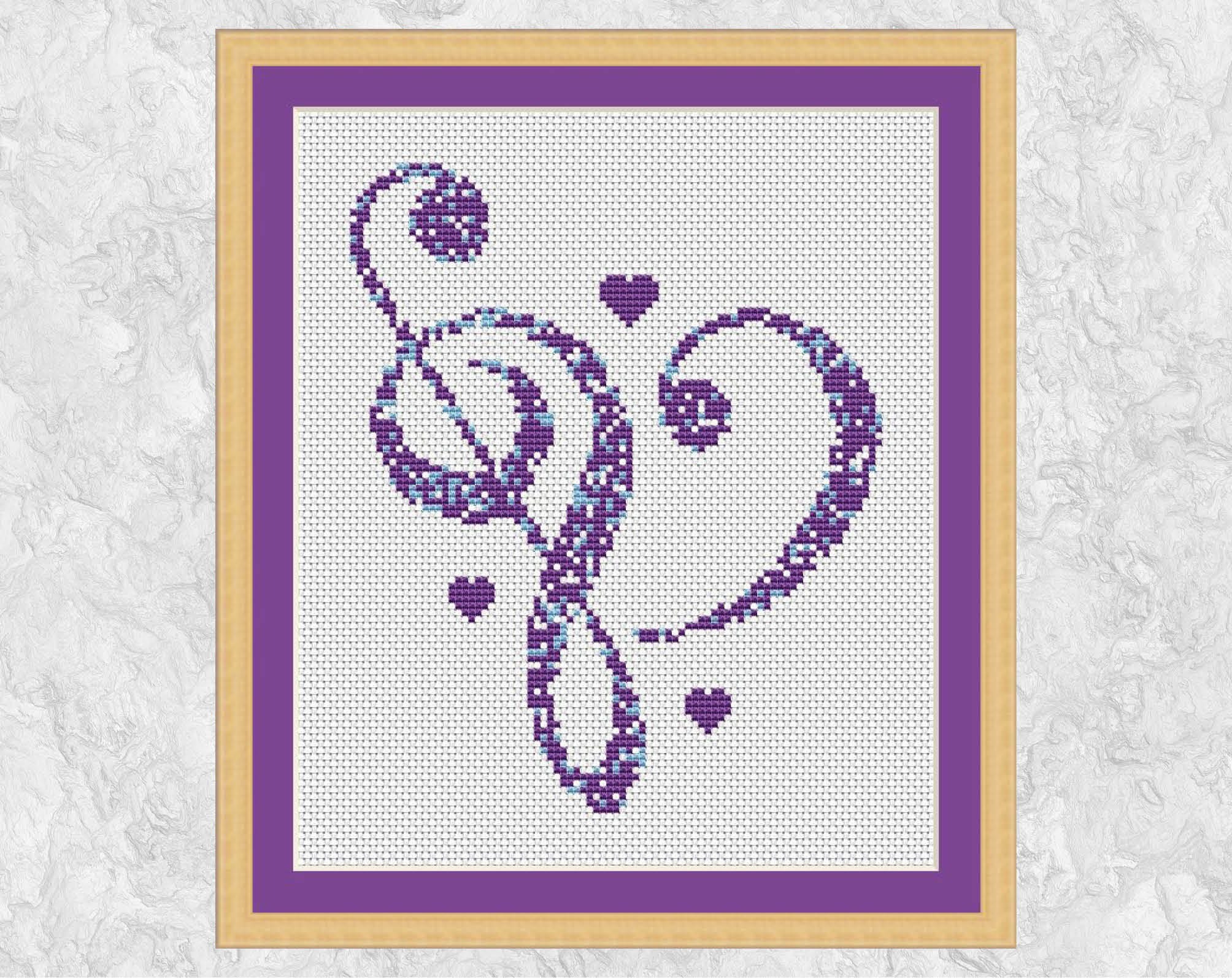 Music cross stitch pattern modern music heart counted cross