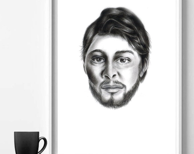 Digital Male Portrait, Man Drawing Print, Pencil Artwork Print, Hand Drawn Man Portrait, Pencil Graphite Print To Download, Modern Man Art