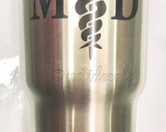 Custom Doctor Circle Monogram Decal Sticker For Yeti RTIC Rambler Tumbler Coldster
