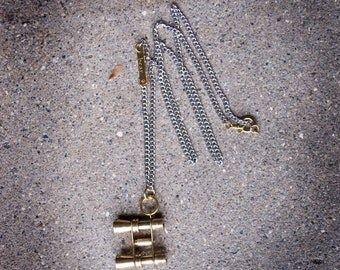 Peeper Necklace, Brass Binocular Necklace, Mens Pendant Necklace, Mens Binoculars, Brass Binoculars, Mixed Metal Necklace, Mens Jewelry