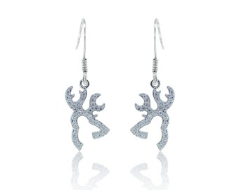 925 Sterling Silver - Reindeer Dangle Earrings (S432)