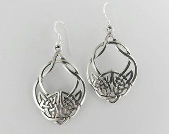 Celtic Wolf Earrings~Sterling Silver Wolf Earrings~Celtic Earrings~Sterling Silver Celtic Knot Earrings~Wolf Charm Earrings~Wolf Jewelry
