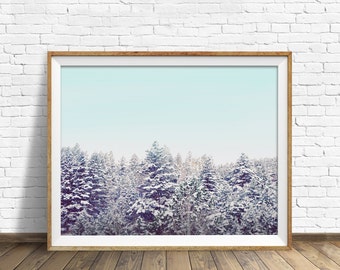 landscape photography, instant download printable art, winter, forest, large art, large wall art, modern, contemporary - "Quiet Forest"