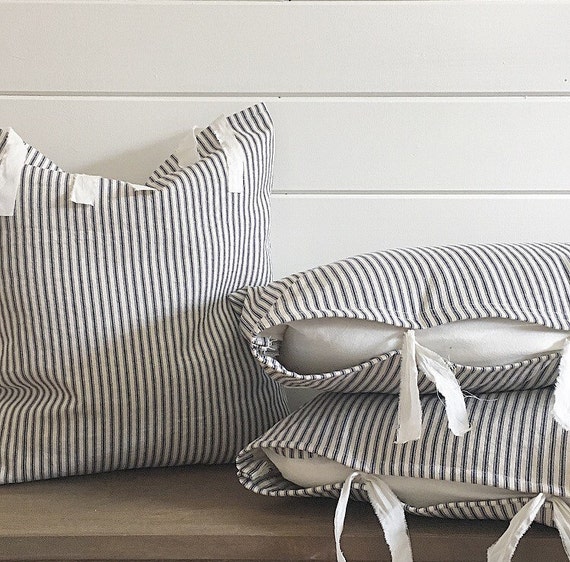 Farmhouse Ticking Cotton Pillow Custom Pillow Custom