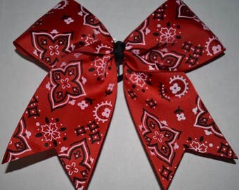 Red Bandanna style Cheer Bow