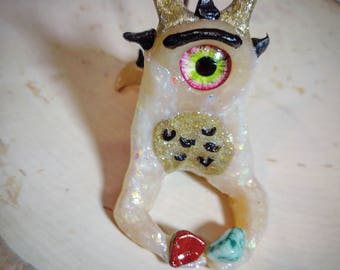 Glittery Monster Incense Burner - Incense Burner - Polymer Clay Monster - Reiki Monster - Altar Item - Opalescent - Cleansing - Sculpture