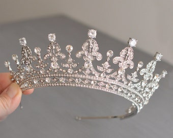 Royal Wedding Tiara, Queen Elizabeth Tiara, Royal Bridal Tiara, Crystal Wedding Tiara, Princess Crown, Queen Elisabeth Crown, Gold Tiara