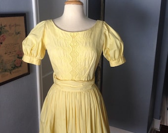 1950's yellow cotton Gay Gibson dress.
