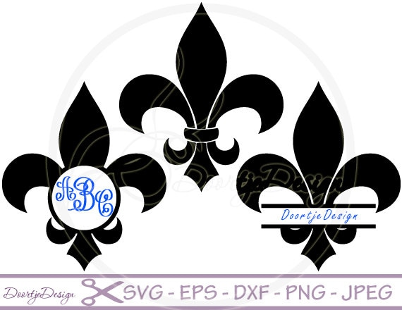 Download SVG Fleur de Lis Split Monogram Frames DXF PNG eps Cut