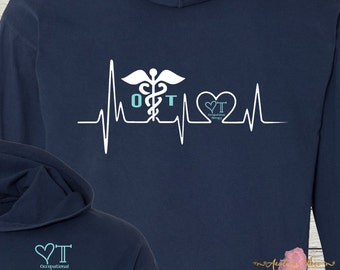 Monogrammed OT Occupational Therapy Shirt Hoodie Comfort Colors Beautiful Colors Occupational Therapist