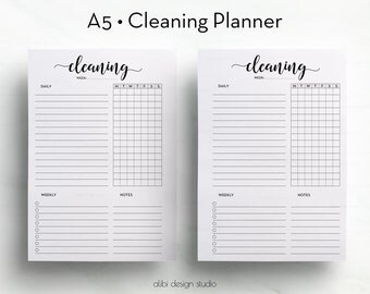 Cleaning Planner, A5 Planner Inserts, Cleaning Schedule, Printable Planner, Cleaning Checklist, Cleaning Printable, A5 inserts, To Do List