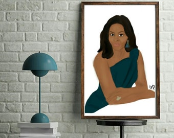 Flotus | BLACK art POSTER | A3 | A2 | A1 | A0 | afro ethnic print | Fine art | Multicultural | Black girl magic | Eclectic Gift | Obama