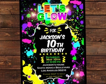 Glow in the dark invitations - DIY Glow party invitations - Glow in the dark invite- Digital Printable Invitation #DPI1301