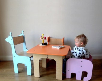 MULTIPLE ITEMS: Toddler elephant chair + Giraffe/ Whale/ Stag/ Brontosaurus Children's Chair and Table