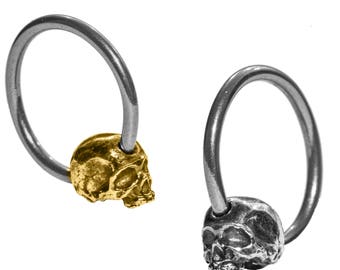 Skull earring captive bead ring CBR 7/16" 16g