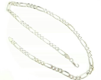 Vintage Italian Sterling Silver Figaro Chain Necklace- 20 Inch