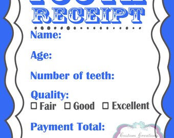 Tooth Fairy Printed Receipts, keepsake, gift for boy , gift for girl, Tooth fairy receipt
